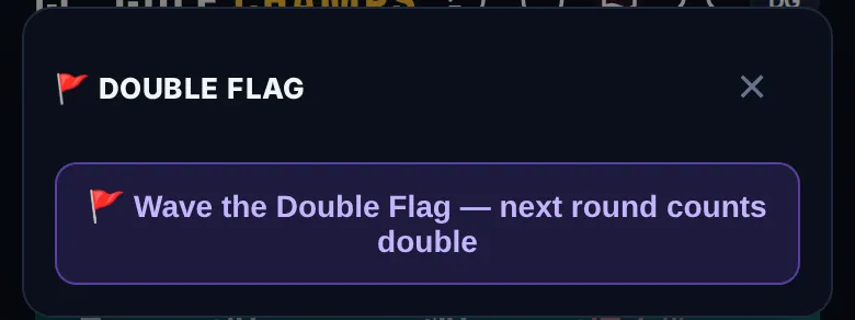 The Double Flag sheet open at the top of the app, with the purple Wave the Double Flag button